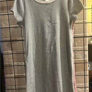 Justice Dress Girls  - Gray With Pink White Stripe Down Sides Size 8